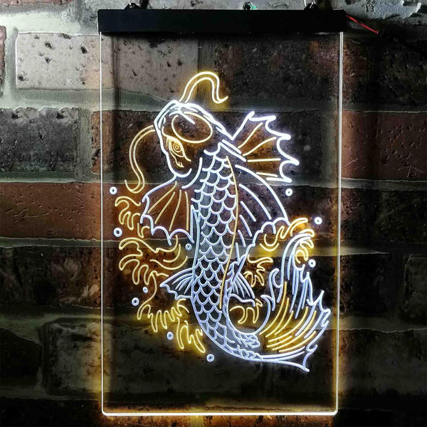 ADVPRO Koi Fish Display  Dual Color LED Neon Sign st6-i3720 - White & Yellow