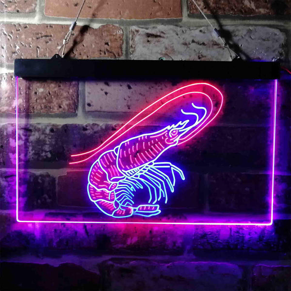 ADVPRO Shrimp Seafood Ocean Display Dual Color LED Neon Sign st6-i3722 - Blue & Red