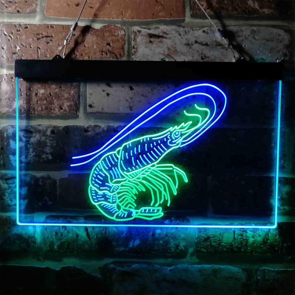 ADVPRO Shrimp Seafood Ocean Display Dual Color LED Neon Sign st6-i3722 - Green & Blue