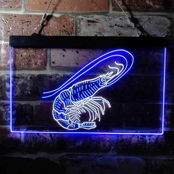 ADVPRO Shrimp Seafood Ocean Display Dual Color LED Neon Sign st6-i3722 - White & Blue
