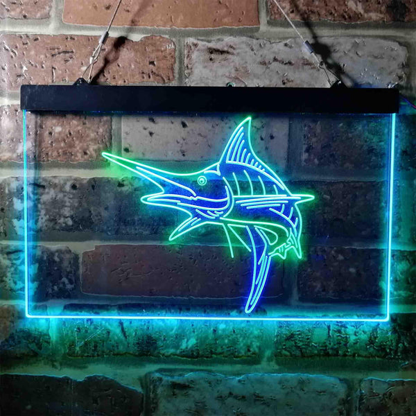 ADVPRO Marlin Fish Room Man Cave Dual Color LED Neon Sign st6-i3723 - Green & Blue