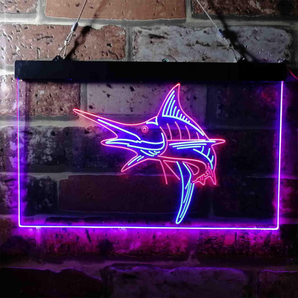 ADVPRO Marlin Fish Room Man Cave Dual Color LED Neon Sign st6-i3723 - Red & Blue