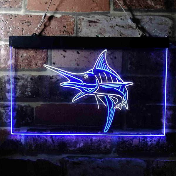 ADVPRO Marlin Fish Room Man Cave Dual Color LED Neon Sign st6-i3723 - White & Blue