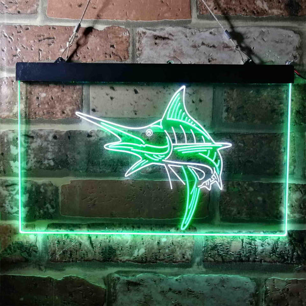 ADVPRO Marlin Fish Room Man Cave Dual Color LED Neon Sign st6-i3723 - White & Green