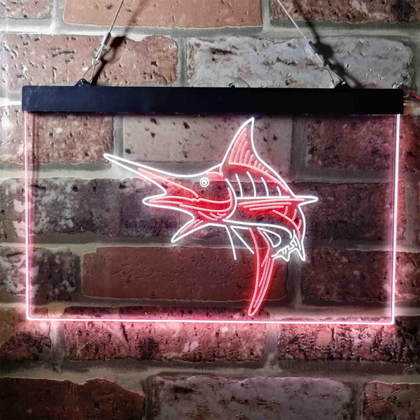 ADVPRO Marlin Fish Room Man Cave Dual Color LED Neon Sign st6-i3723 - White & Red