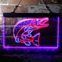 ADVPRO Pike Fish Cabin Game Room Dual Color LED Neon Sign st6-i3724 - Blue & Red