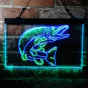 ADVPRO Pike Fish Cabin Game Room Dual Color LED Neon Sign st6-i3724 - Green & Blue