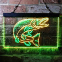 ADVPRO Pike Fish Cabin Game Room Dual Color LED Neon Sign st6-i3724 - Green & Yellow