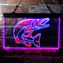ADVPRO Pike Fish Cabin Game Room Dual Color LED Neon Sign st6-i3724 - Red & Blue