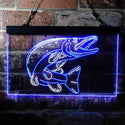 ADVPRO Pike Fish Cabin Game Room Dual Color LED Neon Sign st6-i3724 - White & Blue