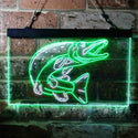 ADVPRO Pike Fish Cabin Game Room Dual Color LED Neon Sign st6-i3724 - White & Green