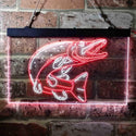 ADVPRO Pike Fish Cabin Game Room Dual Color LED Neon Sign st6-i3724 - White & Red