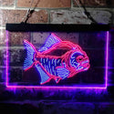 ADVPRO Piranha Fish Man Cave Hunt Dual Color LED Neon Sign st6-i3725 - Blue & Red
