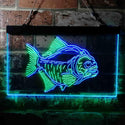 ADVPRO Piranha Fish Man Cave Hunt Dual Color LED Neon Sign st6-i3725 - Green & Blue