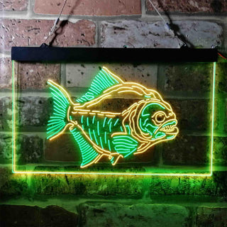 ADVPRO Piranha Fish Man Cave Hunt Dual Color LED Neon Sign st6-i3725 - Green & Yellow