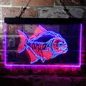 ADVPRO Piranha Fish Man Cave Hunt Dual Color LED Neon Sign st6-i3725 - Red & Blue
