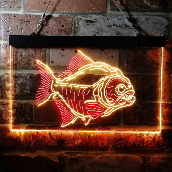 ADVPRO Piranha Fish Man Cave Hunt Dual Color LED Neon Sign st6-i3725 - Red & Yellow