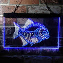 ADVPRO Piranha Fish Man Cave Hunt Dual Color LED Neon Sign st6-i3725 - White & Blue
