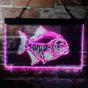 ADVPRO Piranha Fish Man Cave Hunt Dual Color LED Neon Sign st6-i3725 - White & Purple