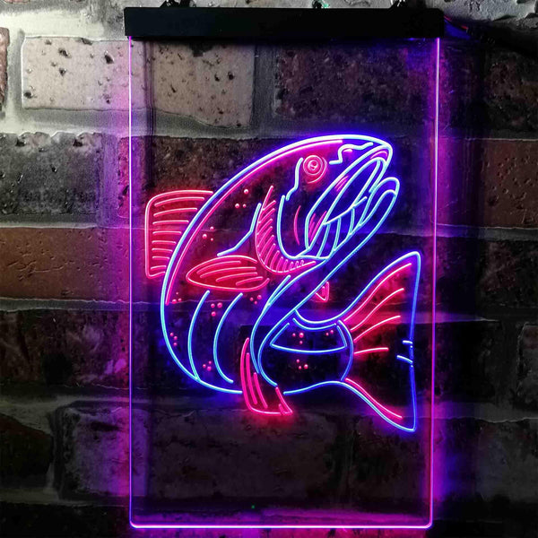ADVPRO Salmon Fish  Dual Color LED Neon Sign st6-i3726 - Blue & Red