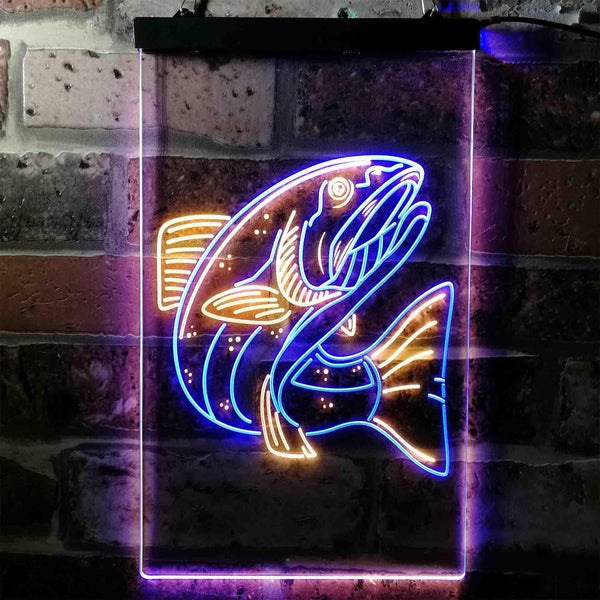 ADVPRO Salmon Fish  Dual Color LED Neon Sign st6-i3726 - Blue & Yellow