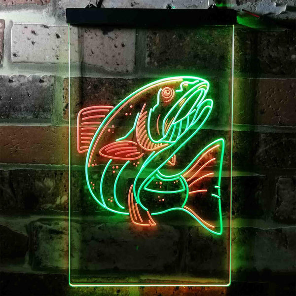 ADVPRO Salmon Fish  Dual Color LED Neon Sign st6-i3726 - Green & Red