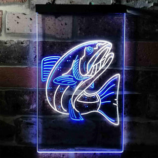 ADVPRO Salmon Fish  Dual Color LED Neon Sign st6-i3726 - White & Blue