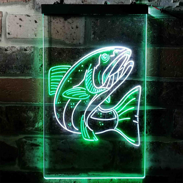 ADVPRO Salmon Fish  Dual Color LED Neon Sign st6-i3726 - White & Green