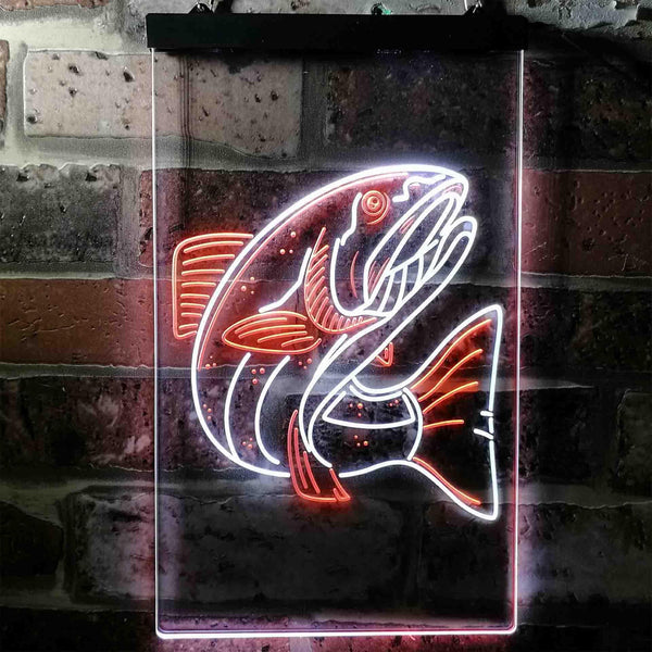 ADVPRO Salmon Fish  Dual Color LED Neon Sign st6-i3726 - White & Orange