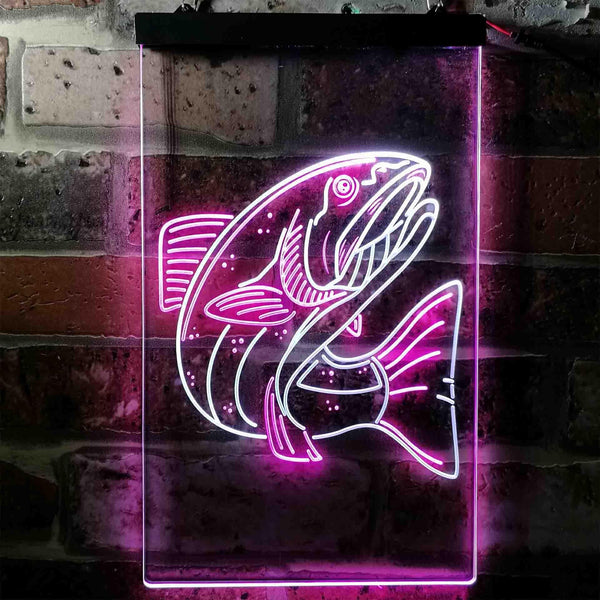 ADVPRO Salmon Fish  Dual Color LED Neon Sign st6-i3726 - White & Purple