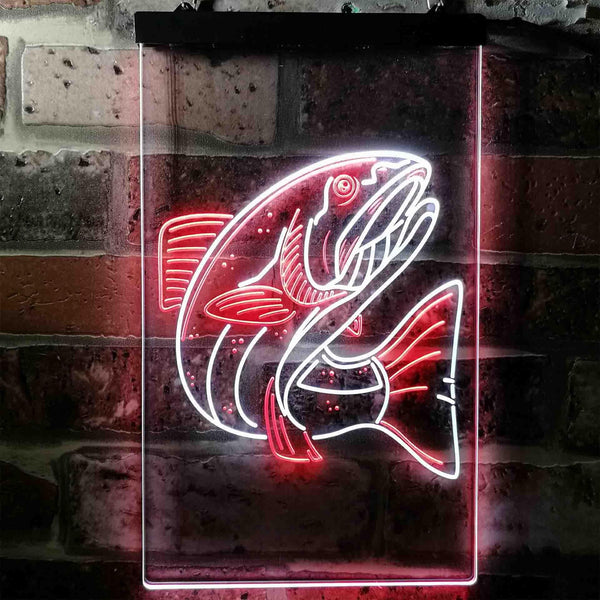 ADVPRO Salmon Fish  Dual Color LED Neon Sign st6-i3726 - White & Red