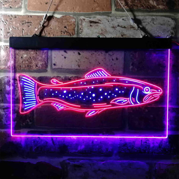 ADVPRO Trout Fish Garage Man Cave Dual Color LED Neon Sign st6-i3728 - Blue & Red