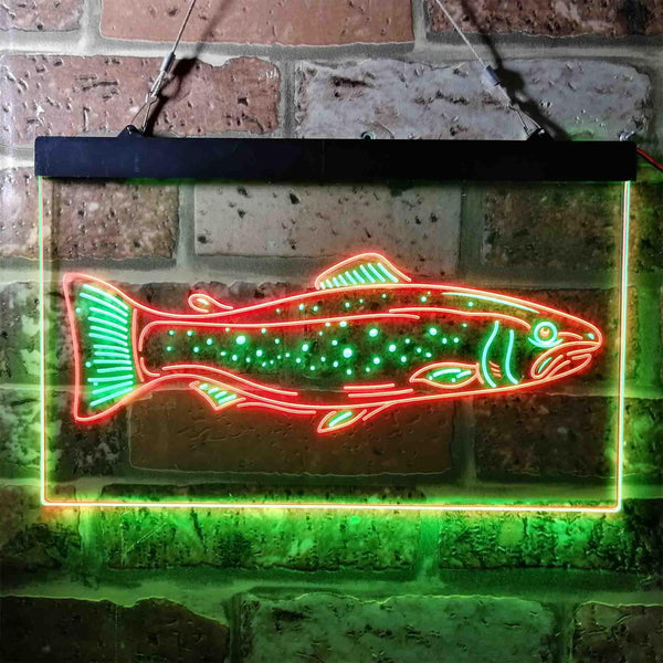 ADVPRO Trout Fish Garage Man Cave Dual Color LED Neon Sign st6-i3728 - Green & Red