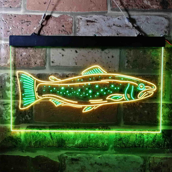 ADVPRO Trout Fish Garage Man Cave Dual Color LED Neon Sign st6-i3728 - Green & Yellow