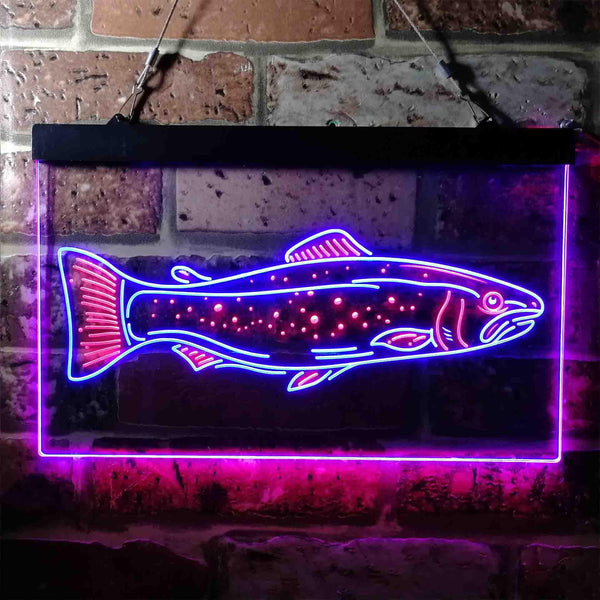 ADVPRO Trout Fish Garage Man Cave Dual Color LED Neon Sign st6-i3728 - Red & Blue