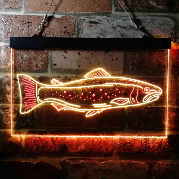 ADVPRO Trout Fish Garage Man Cave Dual Color LED Neon Sign st6-i3728 - Red & Yellow