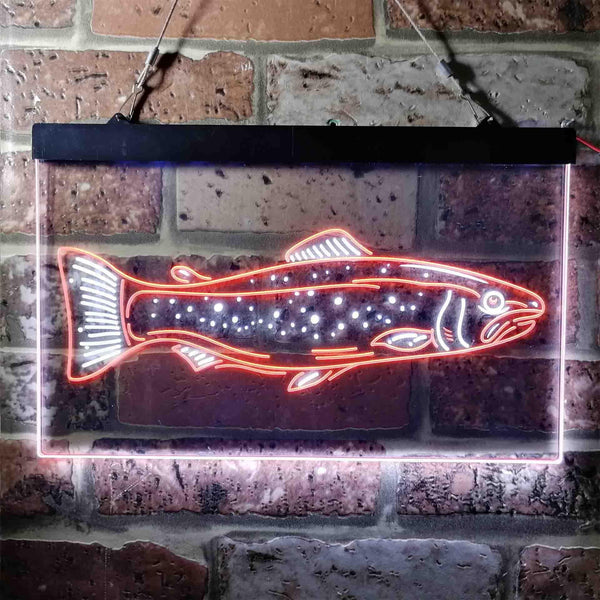 ADVPRO Trout Fish Garage Man Cave Dual Color LED Neon Sign st6-i3728 - White & Orange