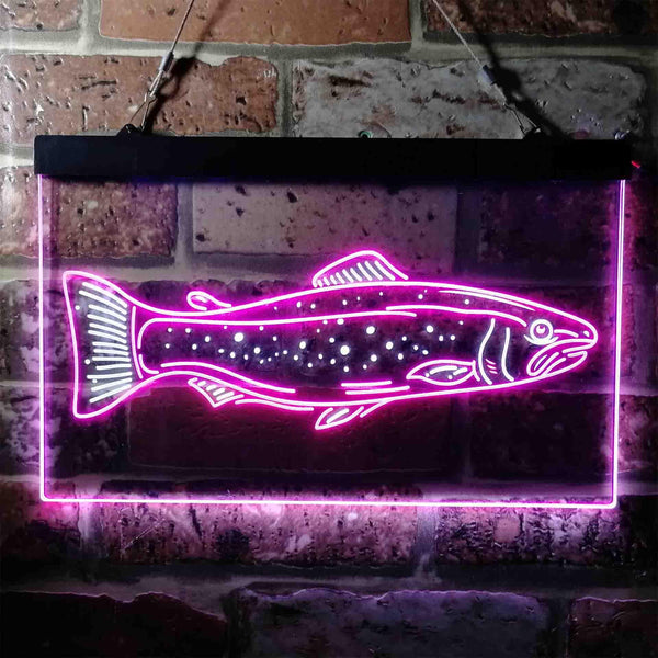 ADVPRO Trout Fish Garage Man Cave Dual Color LED Neon Sign st6-i3728 - White & Purple