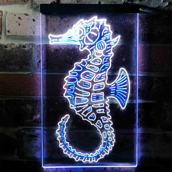 ADVPRO Seahorse  Dual Color LED Neon Sign st6-i3729 - White & Blue