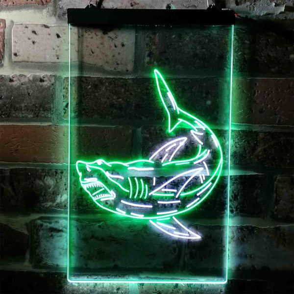 ADVPRO Shark  Dual Color LED Neon Sign st6-i3730 - White & Green