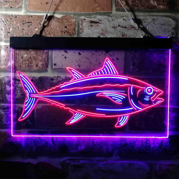 ADVPRO Tuna Fish Cabin Den Man Cave Dual Color LED Neon Sign st6-i3731 - Blue & Red