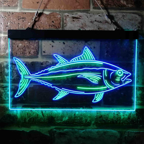 ADVPRO Tuna Fish Cabin Den Man Cave Dual Color LED Neon Sign st6-i3731 - Green & Blue