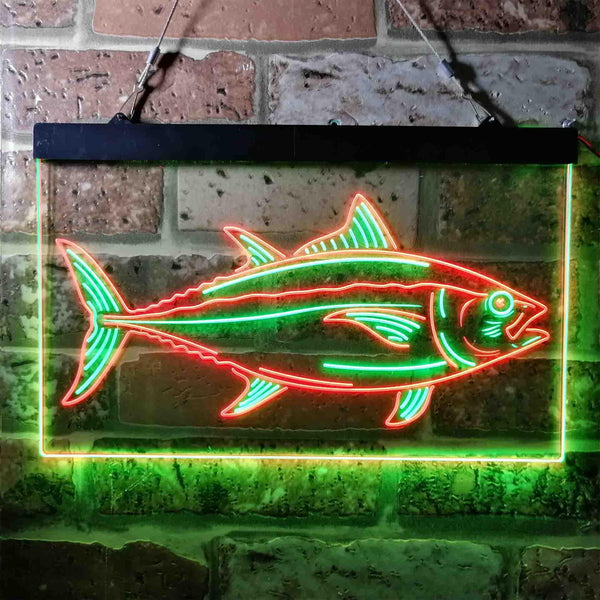 ADVPRO Tuna Fish Cabin Den Man Cave Dual Color LED Neon Sign st6-i3731 - Green & Red