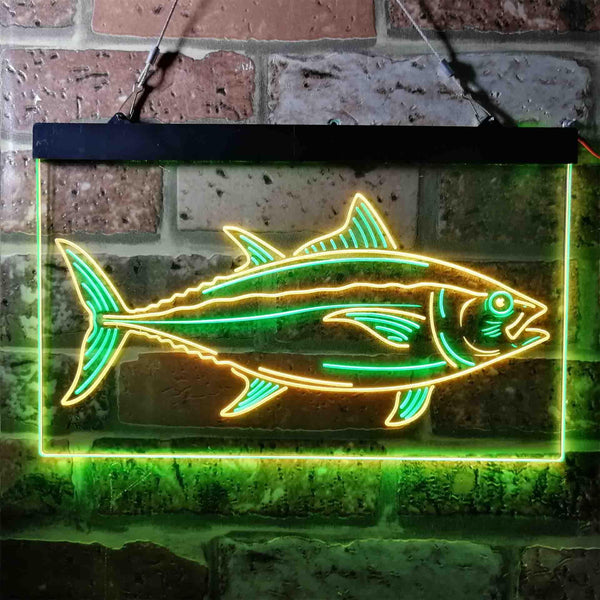 ADVPRO Tuna Fish Cabin Den Man Cave Dual Color LED Neon Sign st6-i3731 - Green & Yellow