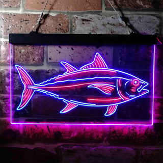 ADVPRO Tuna Fish Cabin Den Man Cave Dual Color LED Neon Sign st6-i3731 - Red & Blue