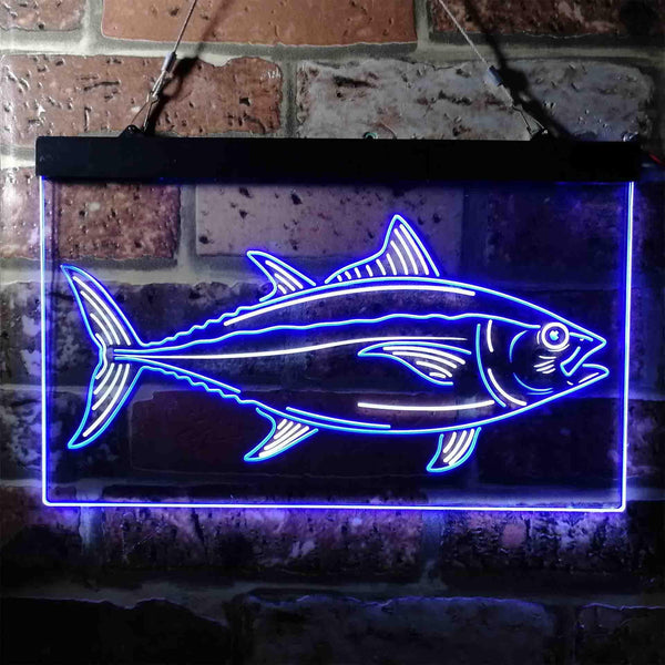 ADVPRO Tuna Fish Cabin Den Man Cave Dual Color LED Neon Sign st6-i3731 - White & Blue