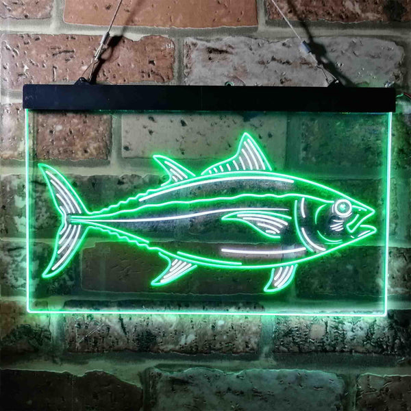 ADVPRO Tuna Fish Cabin Den Man Cave Dual Color LED Neon Sign st6-i3731 - White & Green