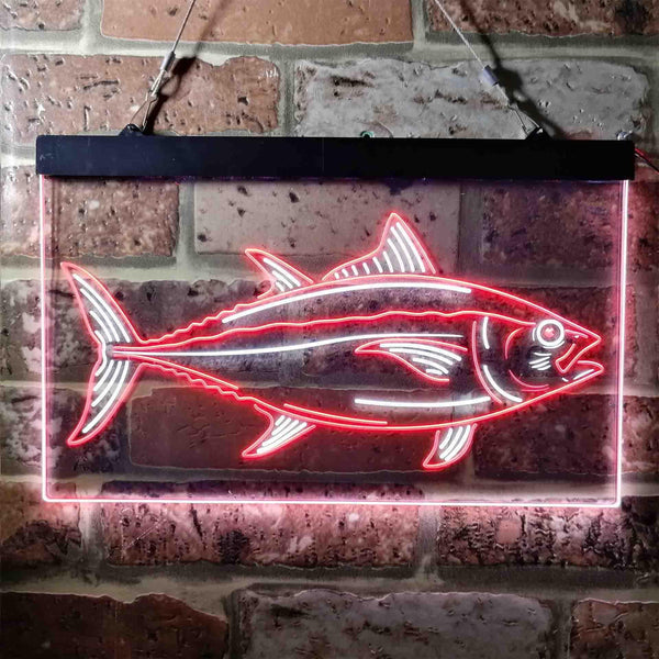 ADVPRO Tuna Fish Cabin Den Man Cave Dual Color LED Neon Sign st6-i3731 - White & Red