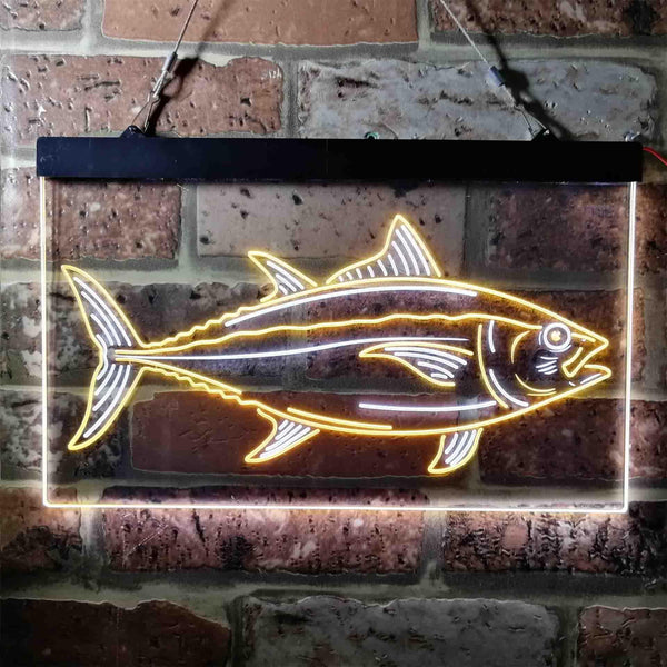 ADVPRO Tuna Fish Cabin Den Man Cave Dual Color LED Neon Sign st6-i3731 - White & Yellow