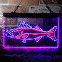 ADVPRO Walleye Fish Camp Man Cave Dual Color LED Neon Sign st6-i3732 - Blue & Red